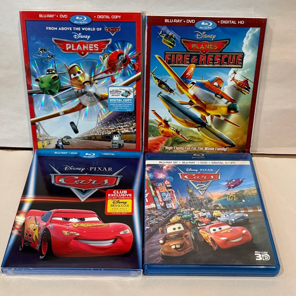 Disney Cars Cars 2 Planes Fire Rescue Blu-ray DVD Digital Bundle New Sealed